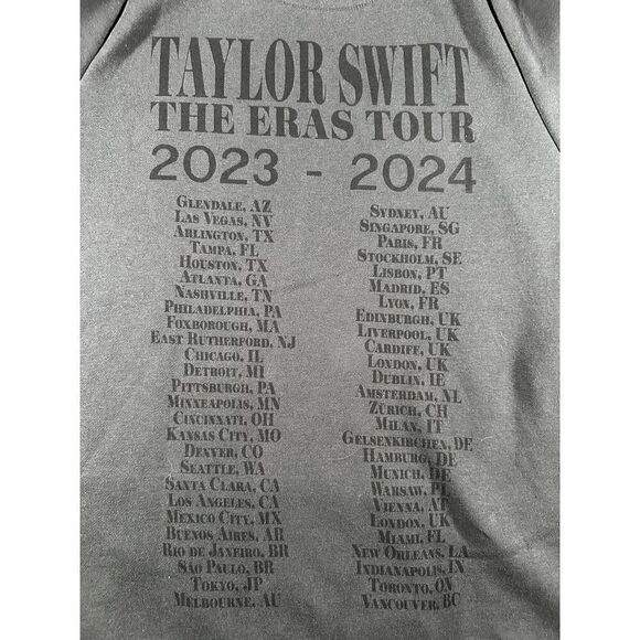 Taylor Swift Eras Tour Gray Black Hoodie XL Official Merch 2023-24 Dates - Picture 9 of 10